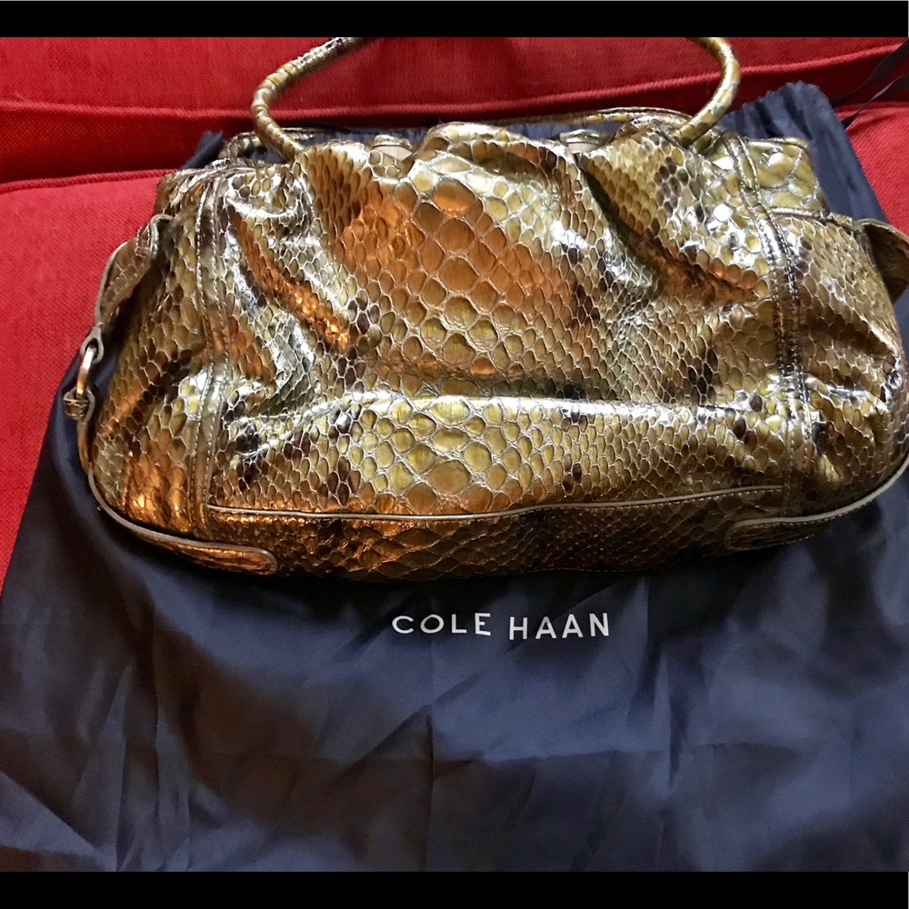 Large, new Cole Haan olive green hand bag.